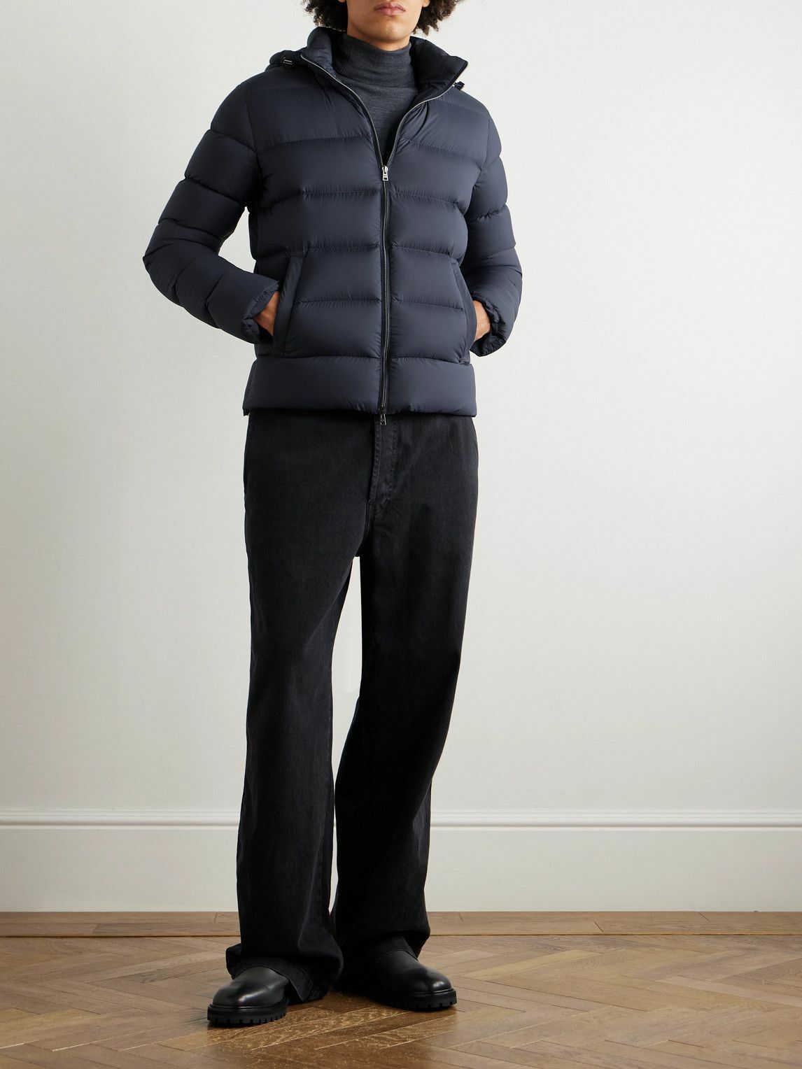 Herno - Quilted Shell Hooded Down Jacket - Blue Herno