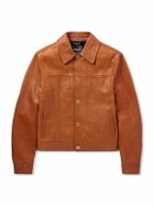 Versace - Full-Grain Leather Jacket - Brown