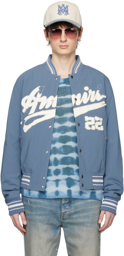 Photo: AMIRI Blue Shrunken Bomber Jacket