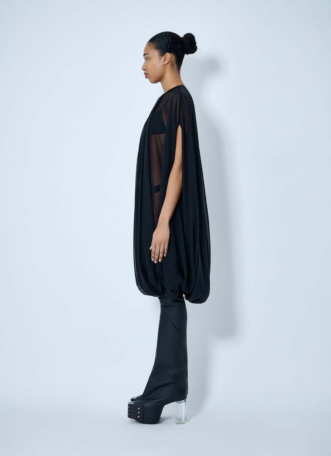 Rick Owens Draped Sheer Overlay Dress