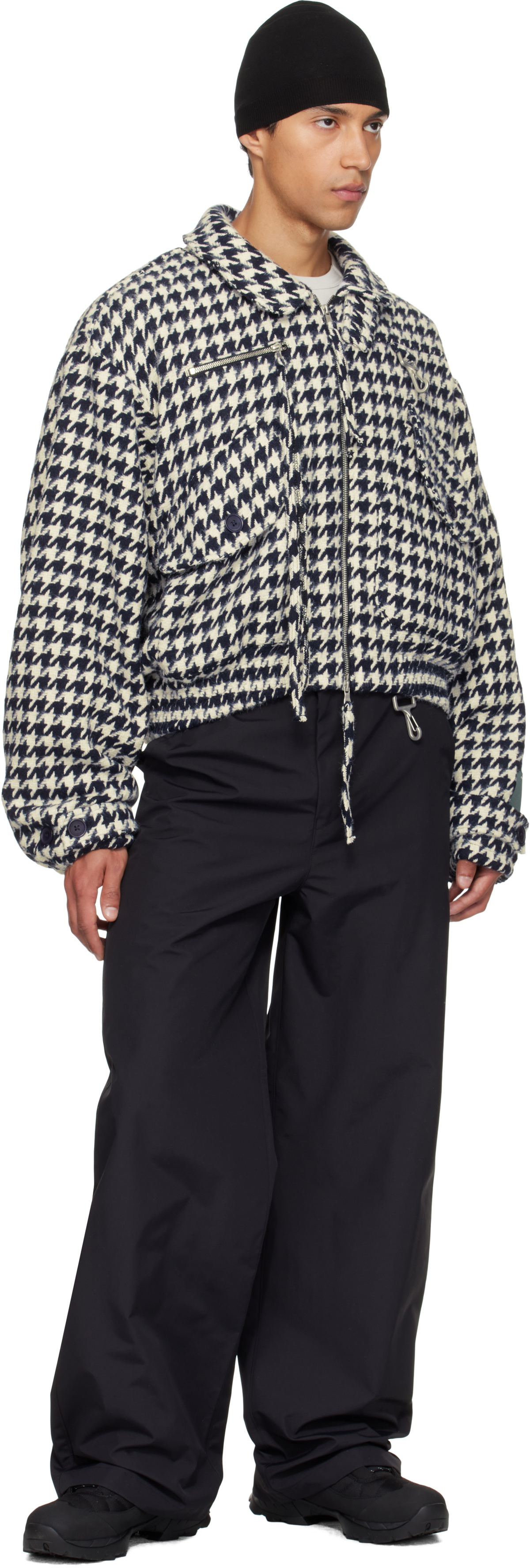 Reese Cooper Navy & White Houndstooth Storm Flap Jacket