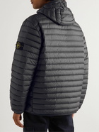 Stone Island - Channel Logo-Appliquéd Quilted Shell Hooded Down Jacket - Gray