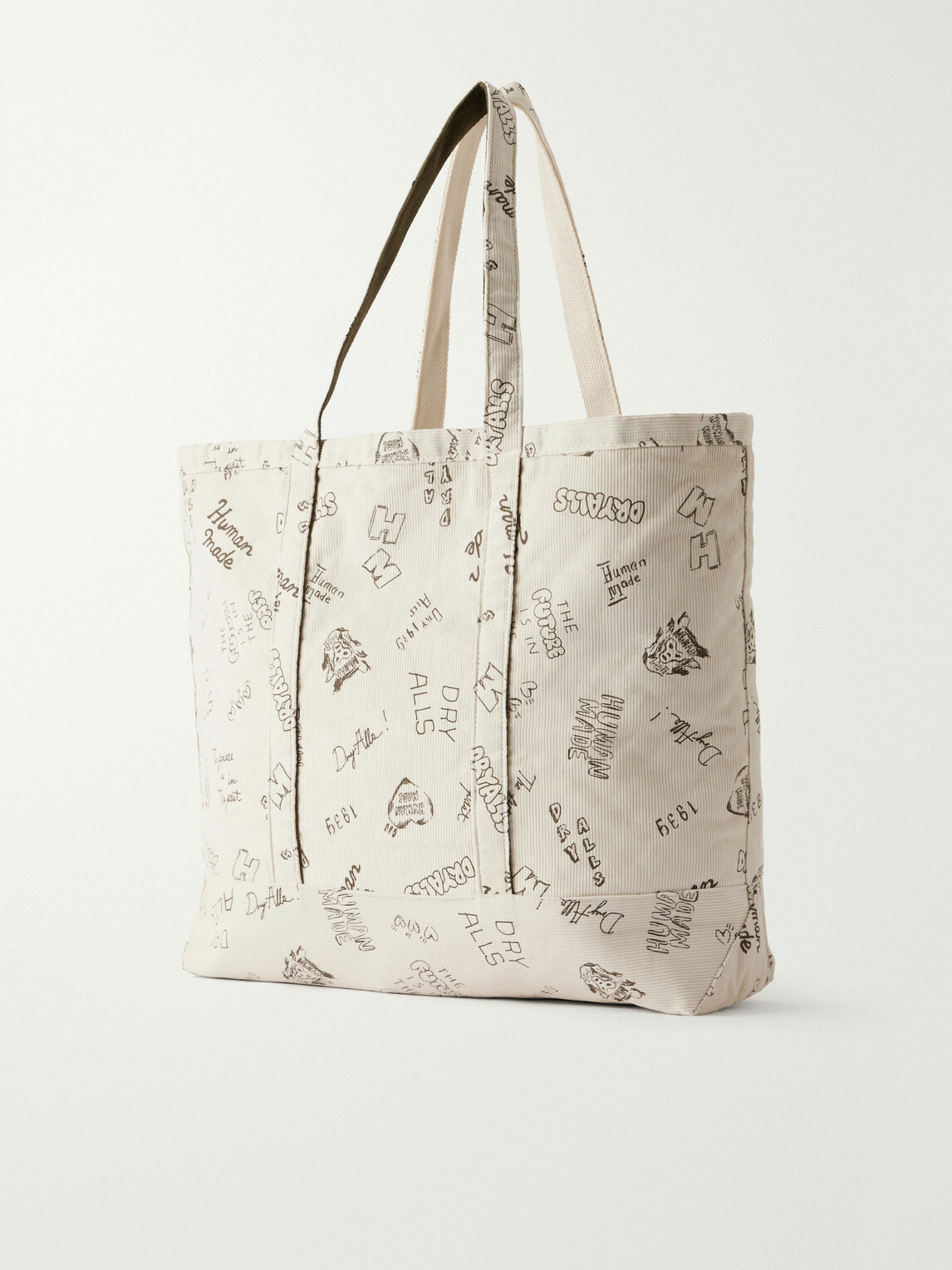 Human Made - Logo-Embroidered Printed Cotton-Corduroy Tote Bag - White