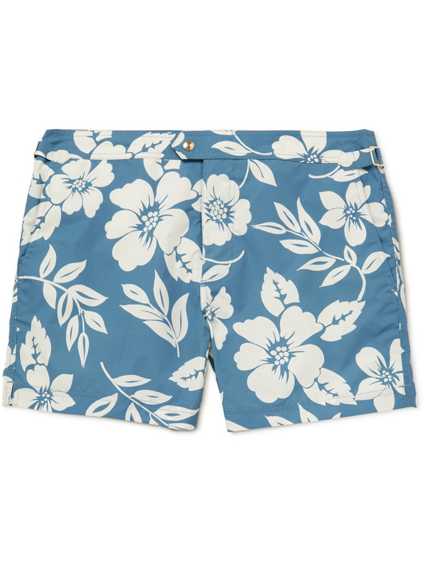 Photo: TOM FORD - Slim-Fit Mid-Length Floral-Print Swim Shorts - Blue
