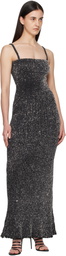 ALAÏA Gray Sequin Knit Maxi Dress