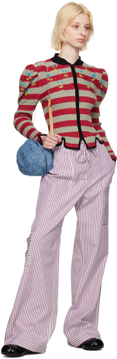 Cormio White & Burgundy Pijama Trousers