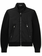 TOM FORD - Leather-Trimmed Nylon and Merino Wool Harrington Jacket - Black