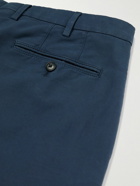 Loro Piana - Pantaflat Slim-Fit Pleated Stretch-Cotton Trousers - Blue