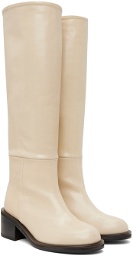 Reike Nen Off-White Grained Tall Boots
