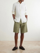 Boglioli - Straight-Leg Pleated Cotton-Blend Poplin Shorts - Green