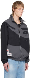 AAPE by A Bathing Ape Gray & Black Embroidered Track Jacket