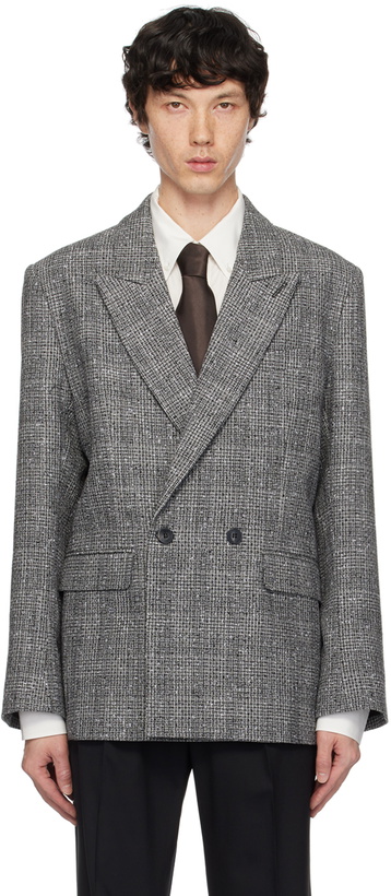 Photo: Ernest W. Baker Gray Check Double Breasted Blazer