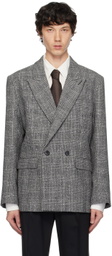Ernest W. Baker Gray Check Double Breasted Blazer