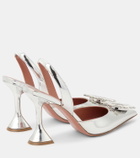 Amina Muaddi Begum mirrored leather slingback pumps