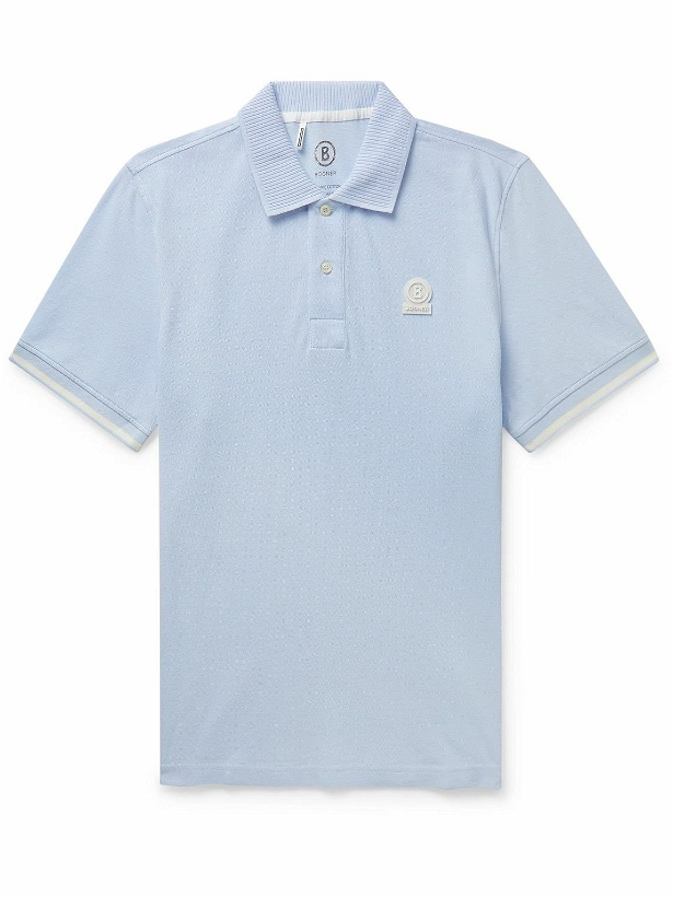 Photo: Bogner - Fion Slim-Fit Logo-Appliquéd Stretch-Cotton Piqué Golf Polo Shirt - Blue