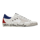 Golden Goose White and Blue Superstar Sneakers