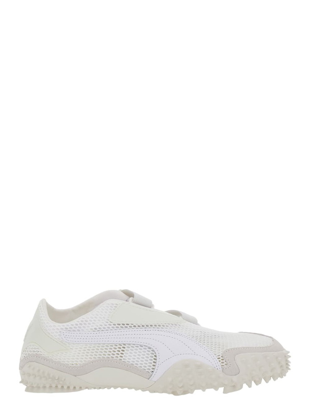 Photo: Puma Mostro White Low Top Sneaker With Logo On Heel And Mesh Inserts In Fabric Unisex