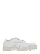Puma Mostro White Low Top Sneaker With Logo On Heel And Mesh Inserts In Fabric Unisex