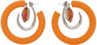 Mounser Silver & Orange Marshmallow Hoop Earrings