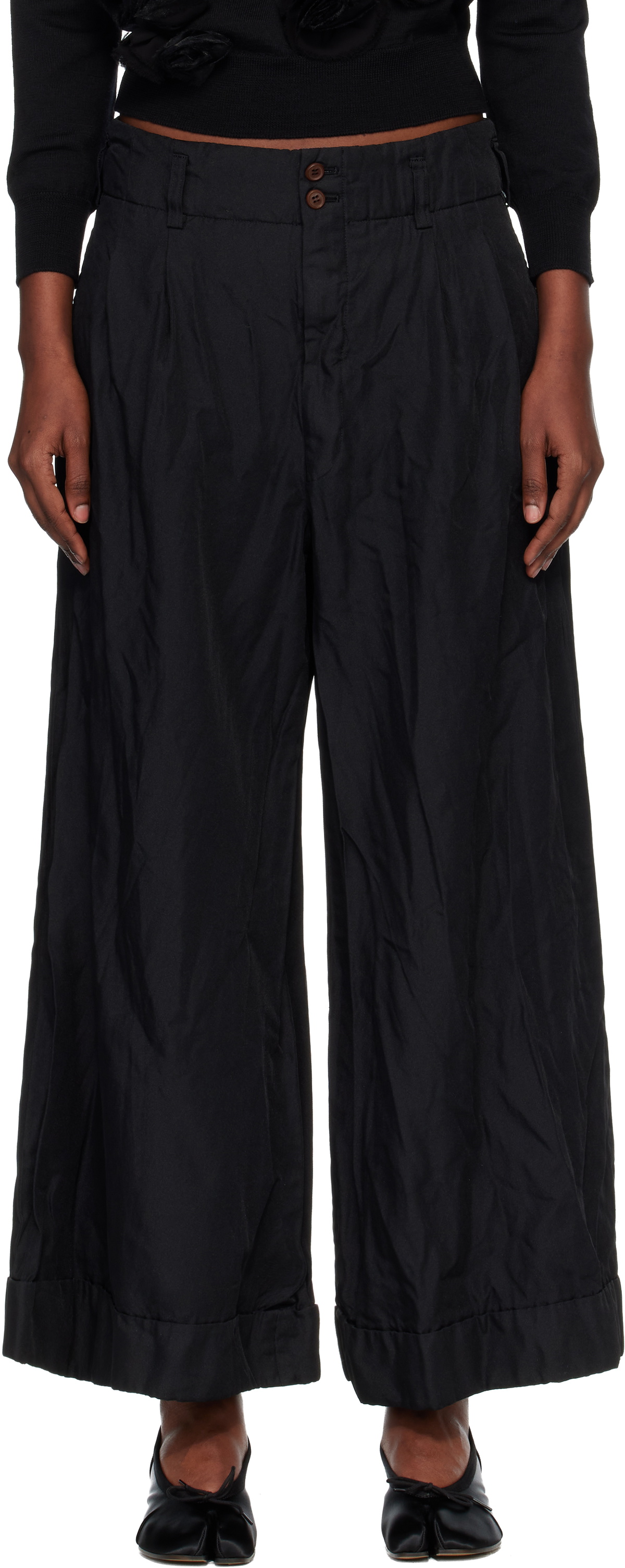 Comme des Garçons Comme des Garçons Black Twill Garment Dyed Trousers