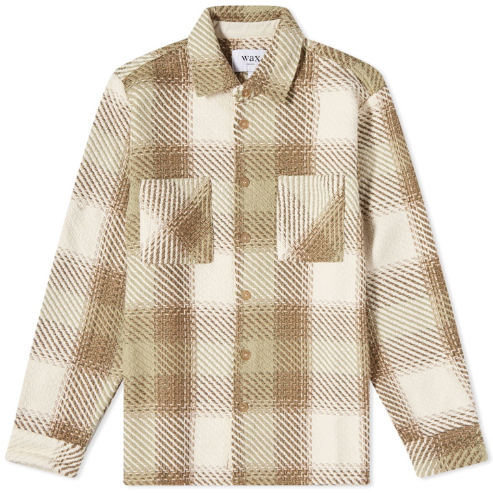 Photo: Wax London Men's Ombre Check Whiting Overshirt in Sage/Ecru