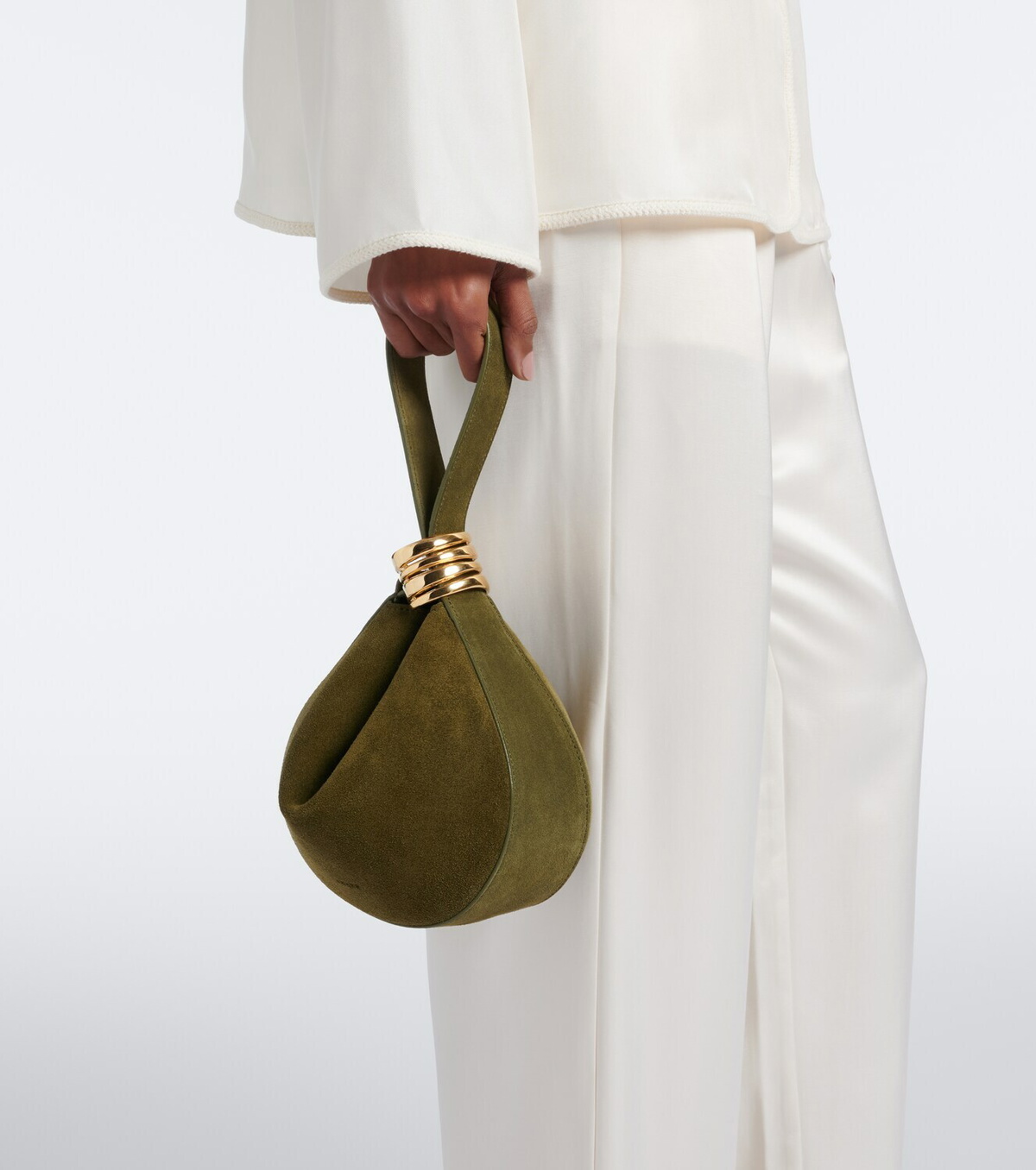 Amanu Zambia Ring Small suede top-handle bag
