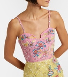 Là Fuori Embellished floral cocktail dress