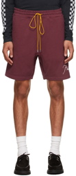 Rhude Burgundy Logo Terry Shorts