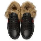 Gucci Black Wool-Lined New Ace Sneakers
