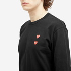 Comme des Garçons Play Men's Long Sleeve 4 Heart T-Shirt in Black
