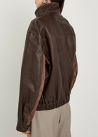 Lemaire High-neck Leather Jacket Chocolate