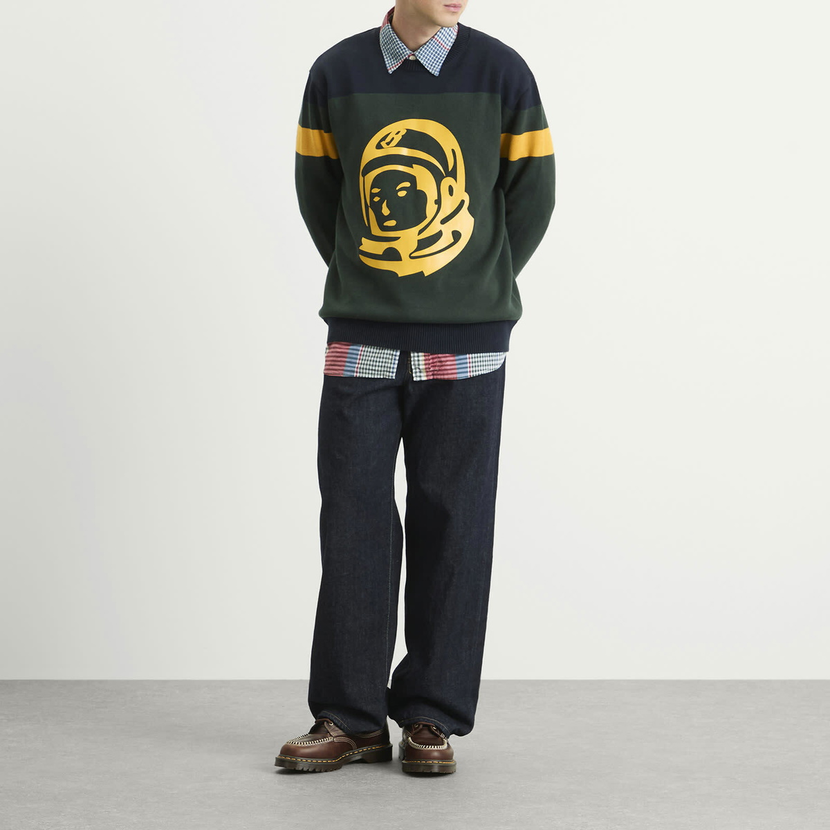 Billionaire Boys Club Men's Astro Panelled Knit Jumper in Dark Green