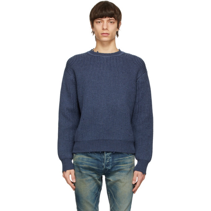 Photo: John Elliott Blue Merino Wool Structure Sweater