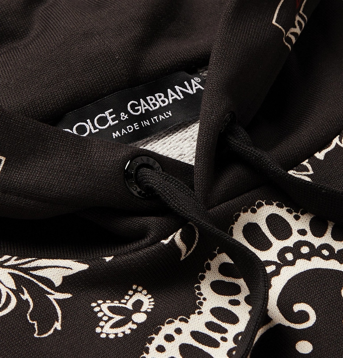 Printed Cotton Blend Hoodie in Black - Dolce Gabbana