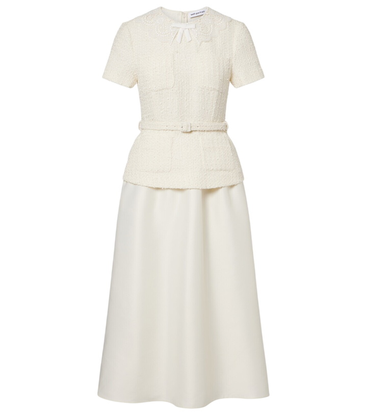 Photo: Self-Portrait Paneled bouclé and taffeta midi dress