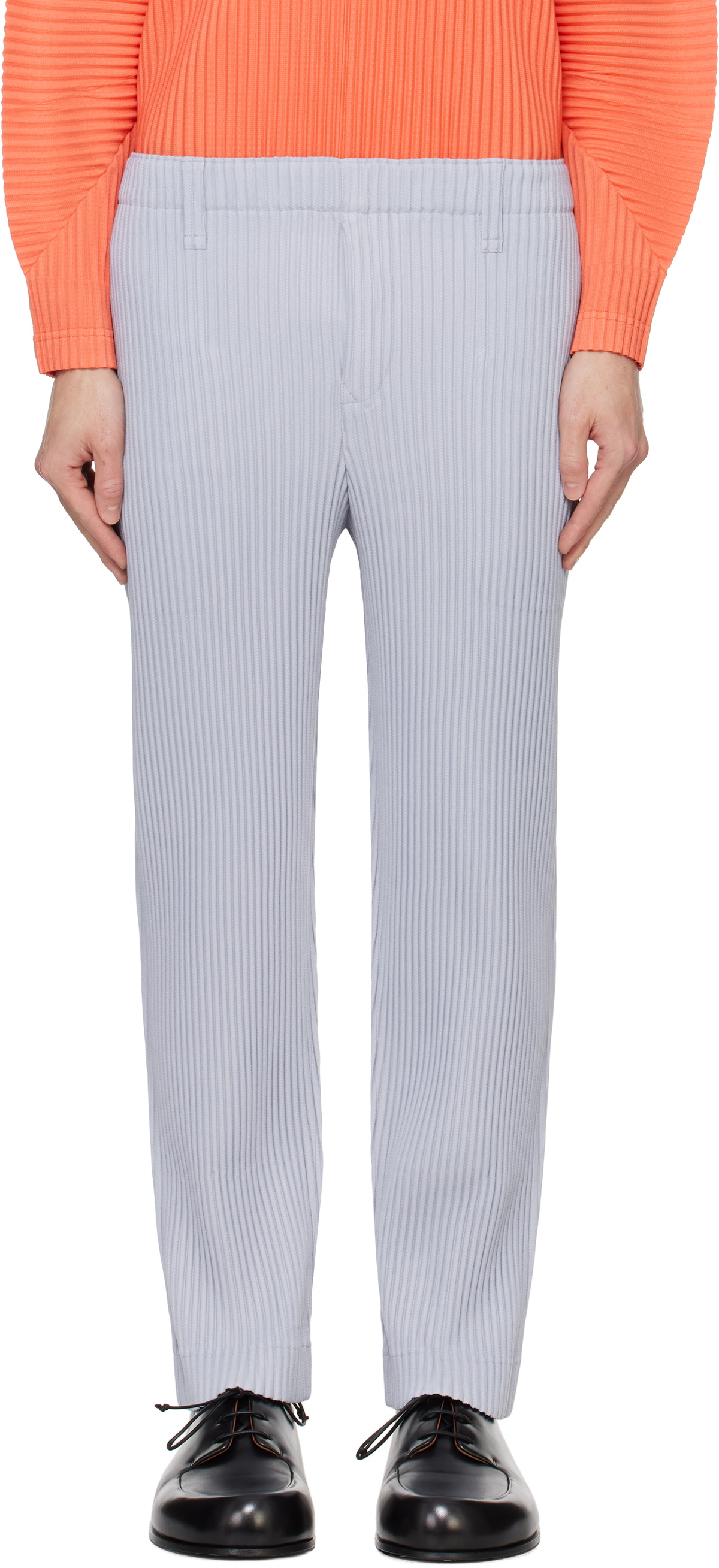 HOMME PLISSÉ ISSEY MIYAKE Blue Kersey Pleats Trousers Homme Plisse 