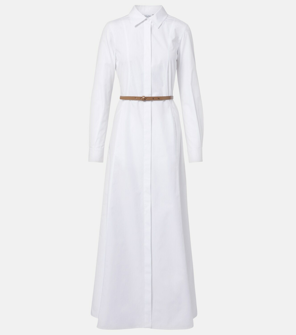 Max Mara Adunco belted cotton poplin shirt dress