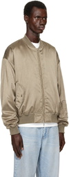 System Khaki Satin Bomber Jacket