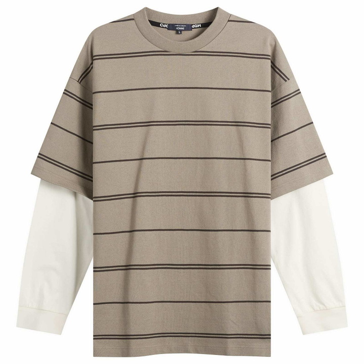 Photo: Comme des Garçons Homme Men's Horiztonal Stripe Long Sleeve Top in Off-White/Beige X Black