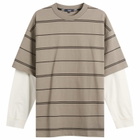 Comme des Garçons Homme Men's Horiztonal Stripe Long Sleeve Top in Off-White/Beige X Black