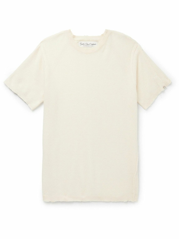Photo: God's True Cashmere - Bubble Distressed Cashmere-Gauze T-Shirt - Neutrals