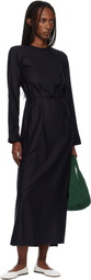 Baserange Black Long-Sleeve Apron Maxi Dress