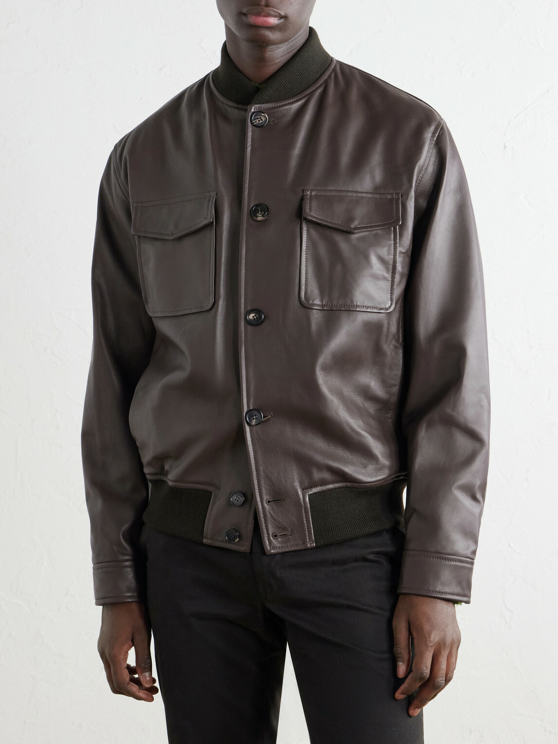 Slowear - Montedoro Leather Bomber Jacket - Brown