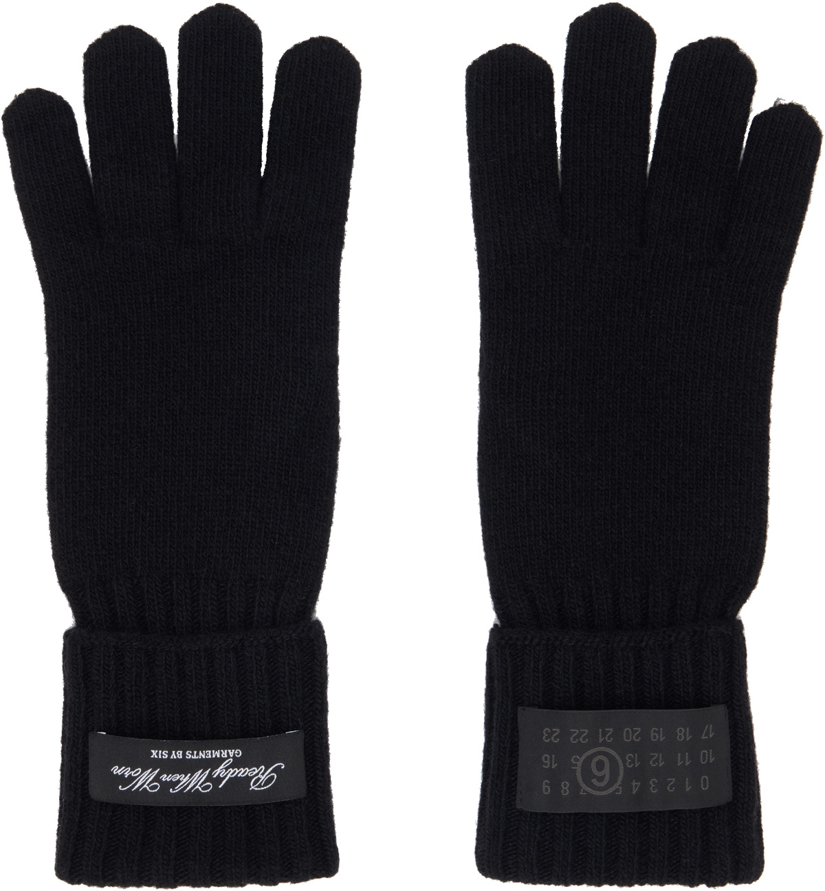 MM6 Maison Margiela Black Wool-Blend Knit Gloves