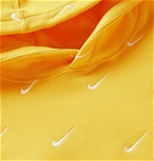 Nike - Logo-Embroidered Fleece-Back Cotton-Blend Jersey Hoodie - Yellow