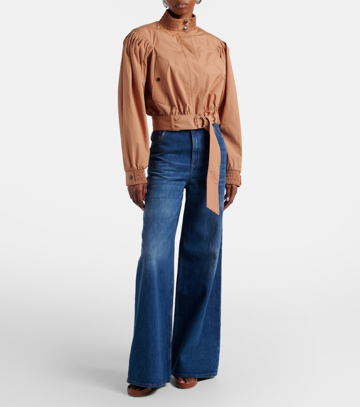 Chloé Gathered belted cotton poplin jacket
