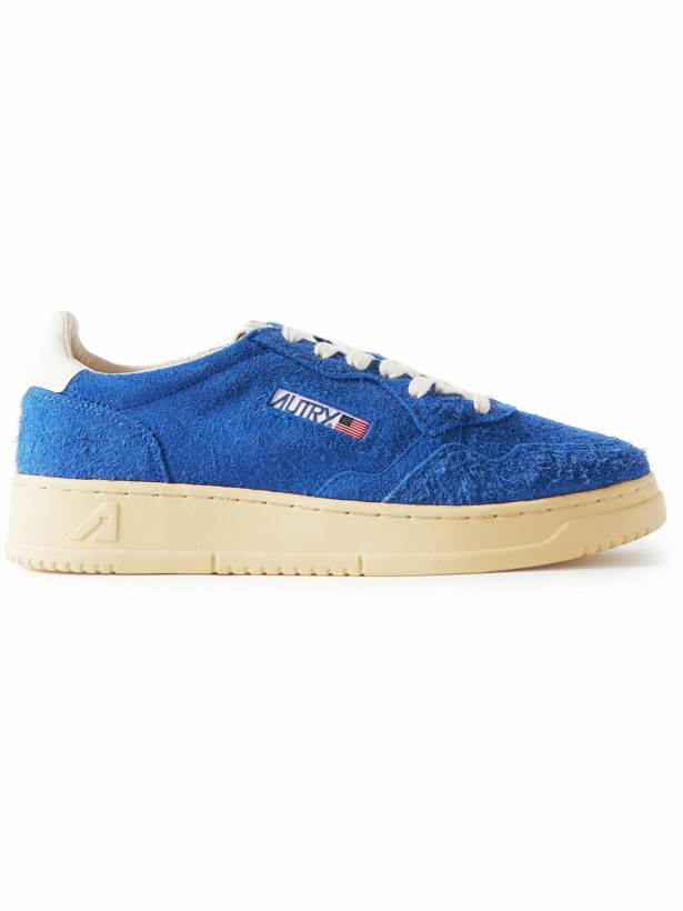 Photo: Autry - Medalist Leather-Trimmed Textured-Suede Sneakers - Blue