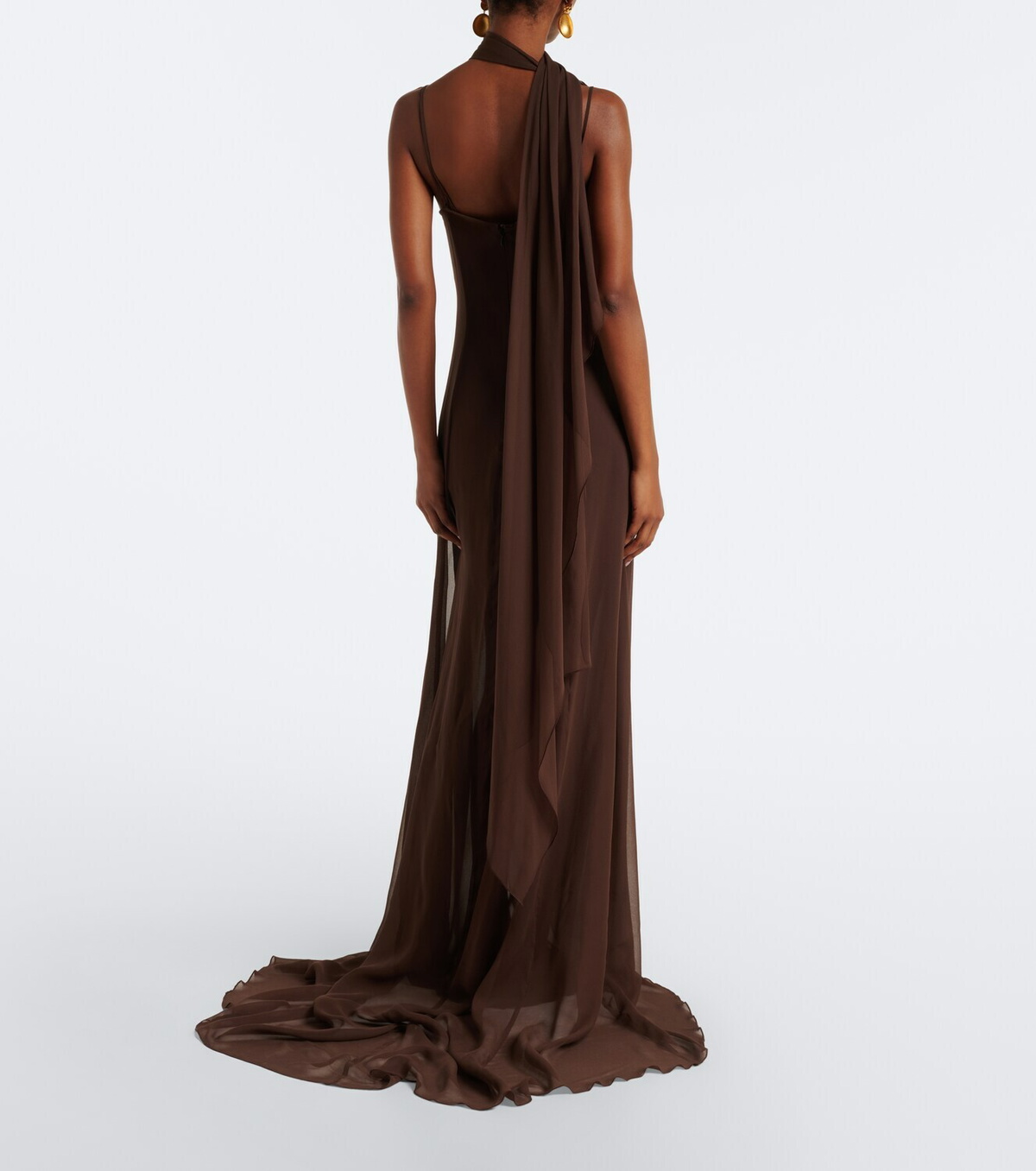 Blumarine Scarf-detail draped gown