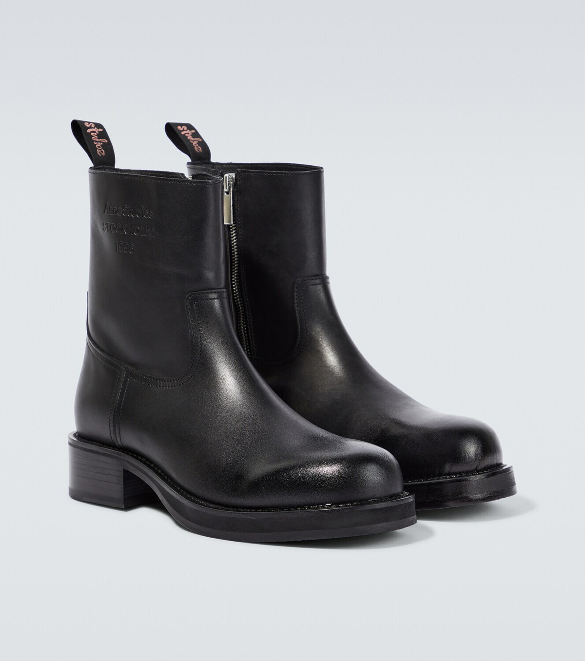 Logo leather ankle boots in black - Acne Studios | Mytheresa