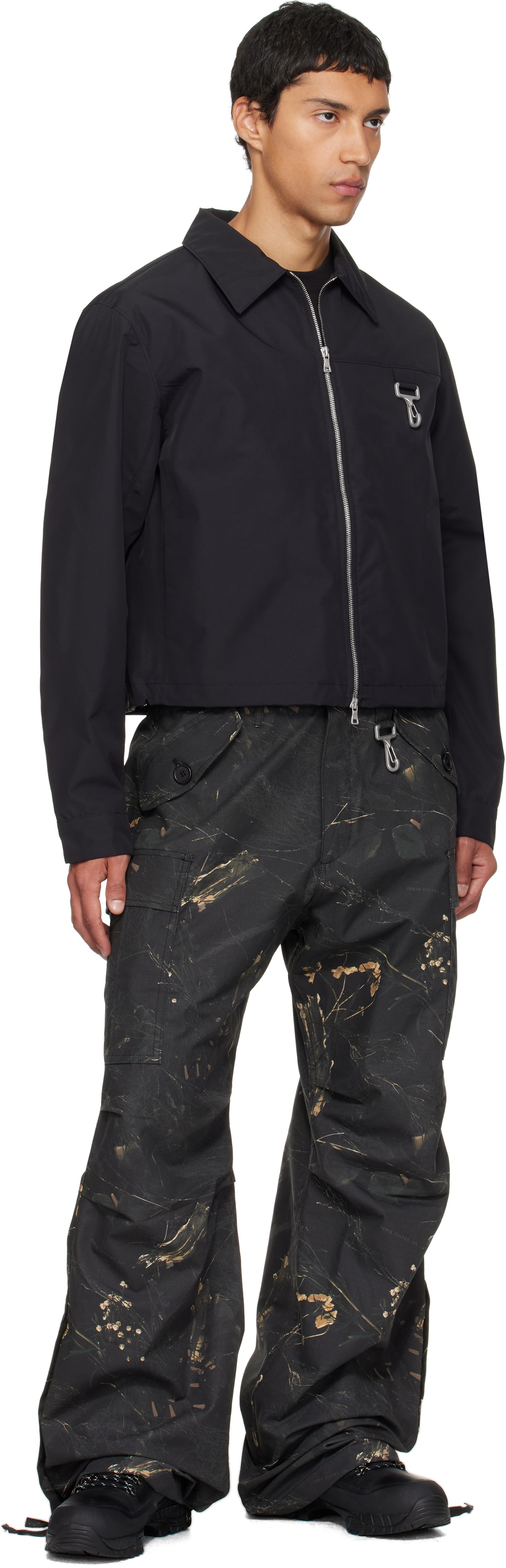 Reese Cooper Green Cotton Ripstop Wide Leg Cargo Pants